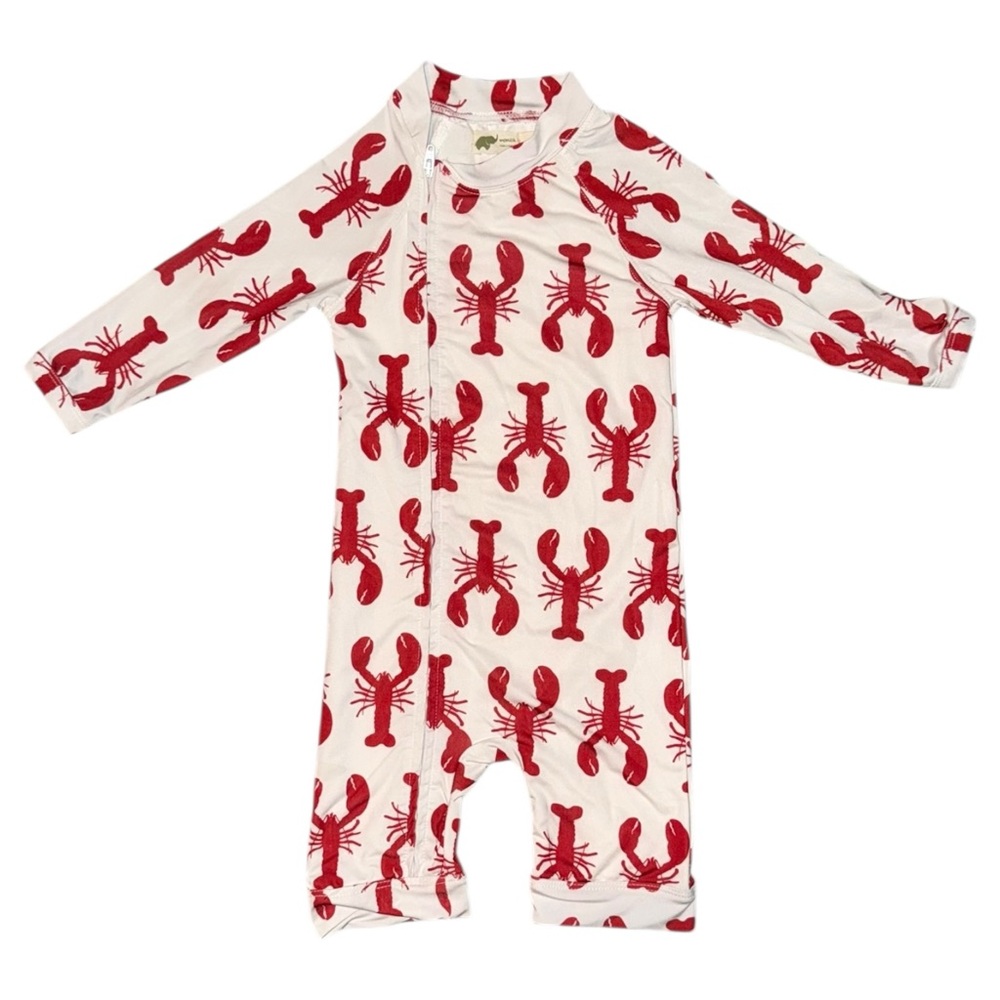 Red Lobster Print Baby bathing suit
